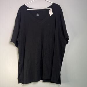 NWT J Jill Womens Plus Sz 4X Pima Cotton V Neck Short Sleeve Tee Black
